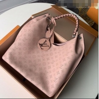 AAAAA Imitation Louis Vuitton Original Mahina Leather Carmel Hobo Shoulder Bag M52950 Magnolia Pink