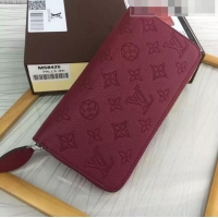 Stylish Faux Louis Vuitton Grained Mahina Leather Zippy Wallet M81234 Burgundy