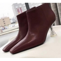 Shop Duplicate Celine Lambskin Ankle Boot with Crystal Heel C01555 Burgundy