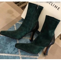 Discount Celine Suede Ankle Boot 10cm Heel Winter C10327 Green