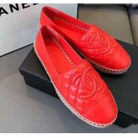 Good Taste Chanel Quilted Calfskin Flat Espadrilles G29762 Dark Red 2020