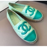 Best Luxury Chanel Quilted Calfskin Flat Espadrilles G29762 Green 2020