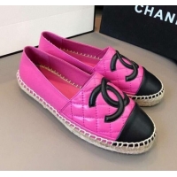 Good Product Chanel Quilted Calfskin Flat Espadrilles G29762 Hot Pink/Black 2020