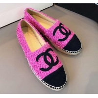 Best Design Chanel Tweed Flat Espadrilles G29762 Pink/Black 2020