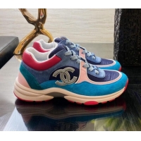 Perfect Chanel Fabric and Suede Calfskin Sneakers G34360 Blue 2020