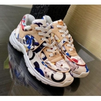 Low Cost Chanel Colored Logo Print Sneakers G34360 Blue 2020