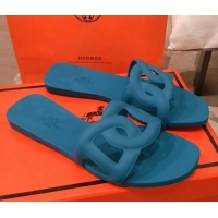 Low Price Hermes Aloha Flat Slide Sandals H21701 Blue