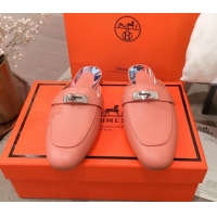 Good Looking Hermes Classic Kelly Calfskin Flat Mules H031307 Orange 2020