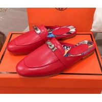 Lowest Price Hermes Classic Kelly Calfskin Flat Mules H031307 Red 2020