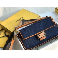 Top Quality Fendi BAGUETTE LARGE Blue denim bag BR771A9