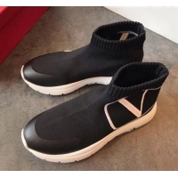 Shop Duplicate Valentino VLogo Stretch Knit Sock Boot Sneakers V12004 Black/White