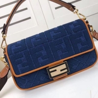 New Design Fendi BAGUETTE LARGE Blue denim bag F0386 blue