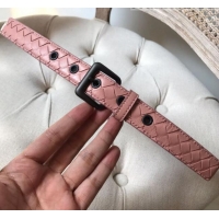 Promotional Bottega Veneta Intreccio Lambskin 25mm 25mm Belt with Square Buckle BV52039 Pink