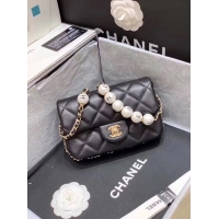 Unique Grade Chanel flap Imitation Pearls bag AS1436 black