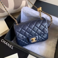 Low Cost Chanel MINI Flap Bag Original Sheepskin Leather AS1786 Navy Blue