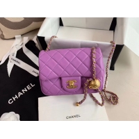 Grade Discount Chanel MINI Flap Bag Original Sheepskin Leather AS1786 purple