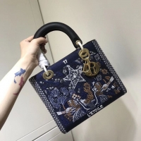 Beautiful New LADY DIOR embroidered cattle leather M0565-8