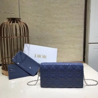 Spot Bulk LADY DIOR CALFSKIN WALLET C9025A blue