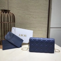 AAAAA Cheapest LADY DIOR Sheepskin WALLET C9025A blue