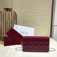 Newly Launched LADY DIOR Sheepskin WALLET C9025A Burgundy