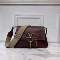 New Fashion VALENTINO Origianl leather shoulder bag V0888 Burgundy