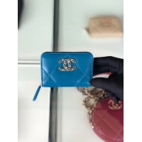 Discount Specials Chanel 19 Zip Card bag AP0949 blue