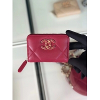 New Release Creation Chanel 19 Zip Card bag AP0949 rose