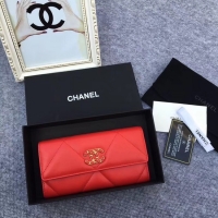 Specials Discount Chanel sheepskin & Gold-Tone Metal Wallet AP0955 red