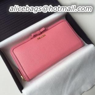 Unique Imitation Prada Leather Large Zippy Wallets 1ML506 pink