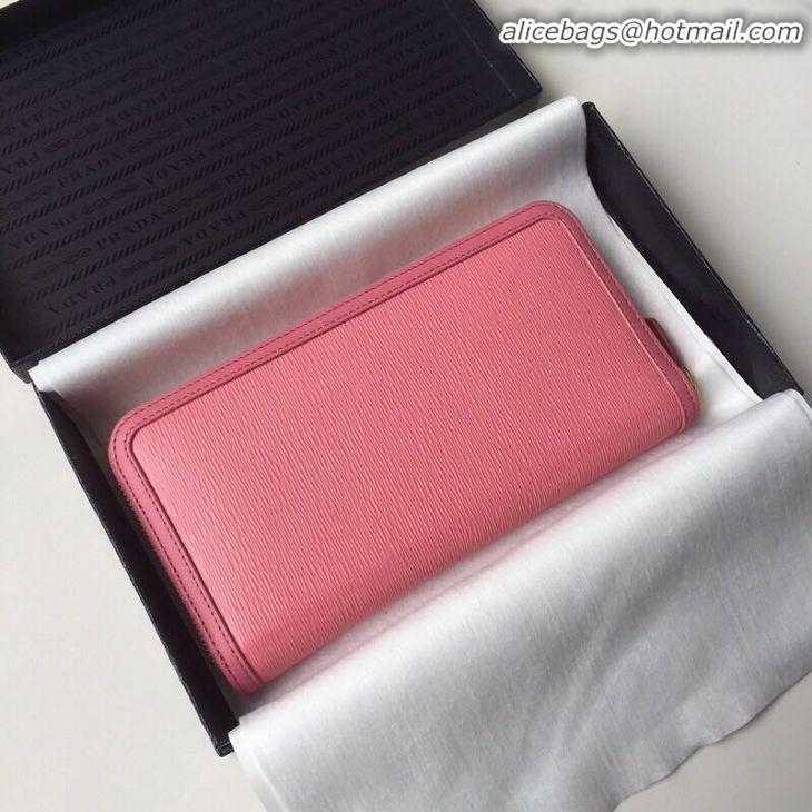 Unique Imitation Prada Leather Large Zippy Wallets 1ML506 pink