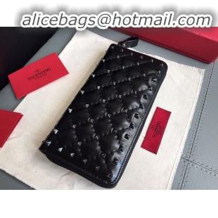 Discount Fashion Valentino Garavani Rockstud leather wallet 01328 black