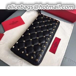 Famous Brand Valentino Garavani Rockstud leather wallet 01329 black