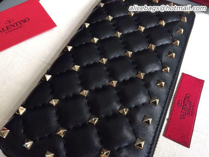 Famous Brand Valentino Garavani Rockstud leather wallet 01329 black