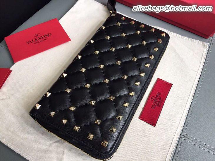 Famous Brand Valentino Garavani Rockstud leather wallet 01329 black