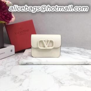 Unique Discount VALENTINO Origianl leather Card Holder 062 white