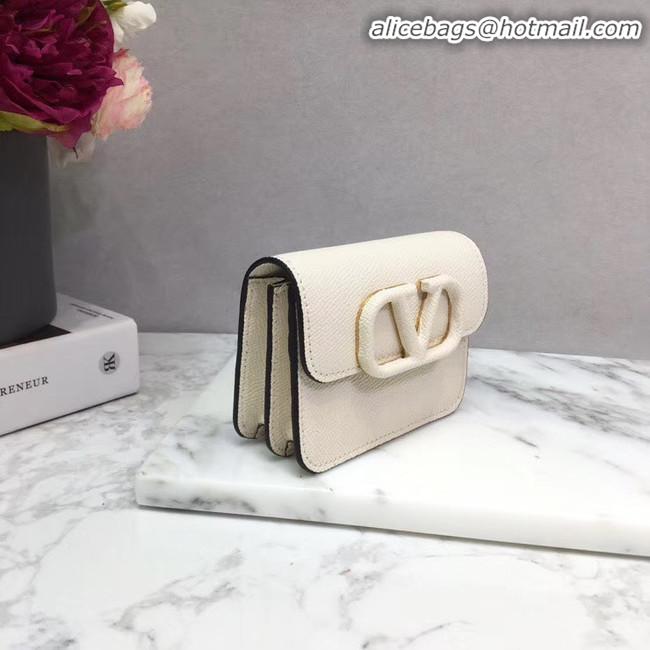 Unique Discount VALENTINO Origianl leather Card Holder 062 white