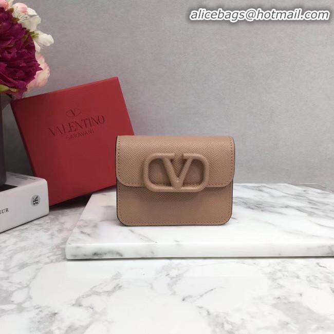 Buy Discount VALENTINO Origianl leather Card Holder 062 pink