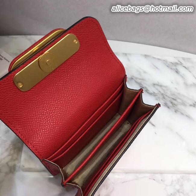 Classic Hot Cheap VALENTINO Origianl leather Card Holder 062 red