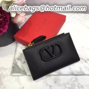 Crafted Imitation VALENTINO Origianl leather Card Holder 066 black