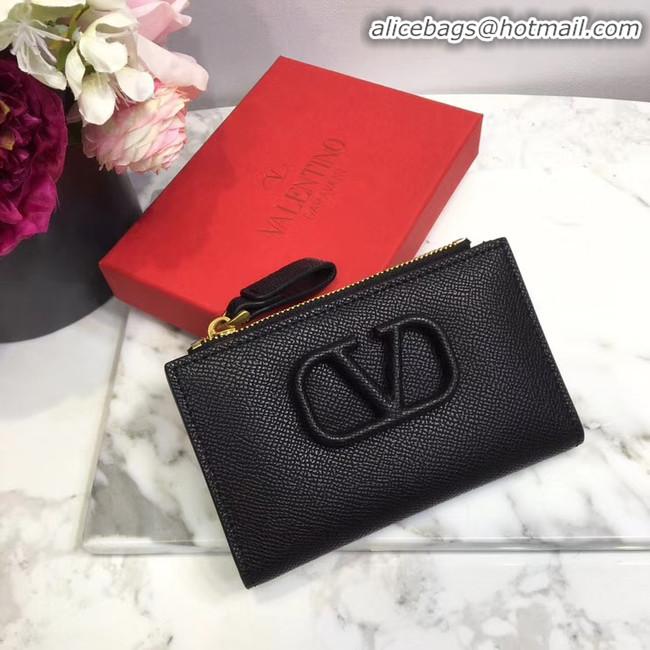 Crafted Imitation VALENTINO Origianl leather Card Holder 066 black