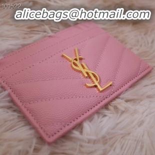 Low Price SAINT LAURENT Monogram leather card holder 88337 Rose Ballerine