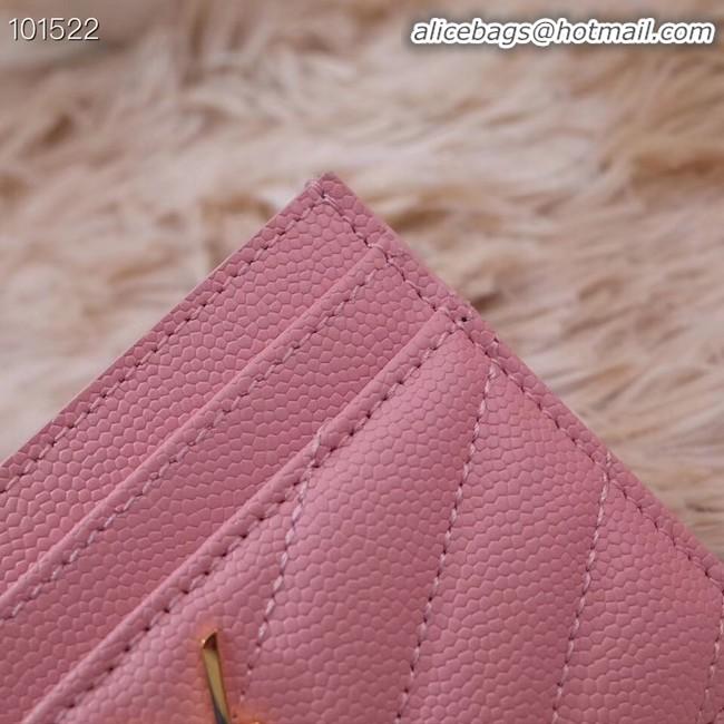 Low Price SAINT LAURENT Monogram leather card holder 88337 Rose Ballerine