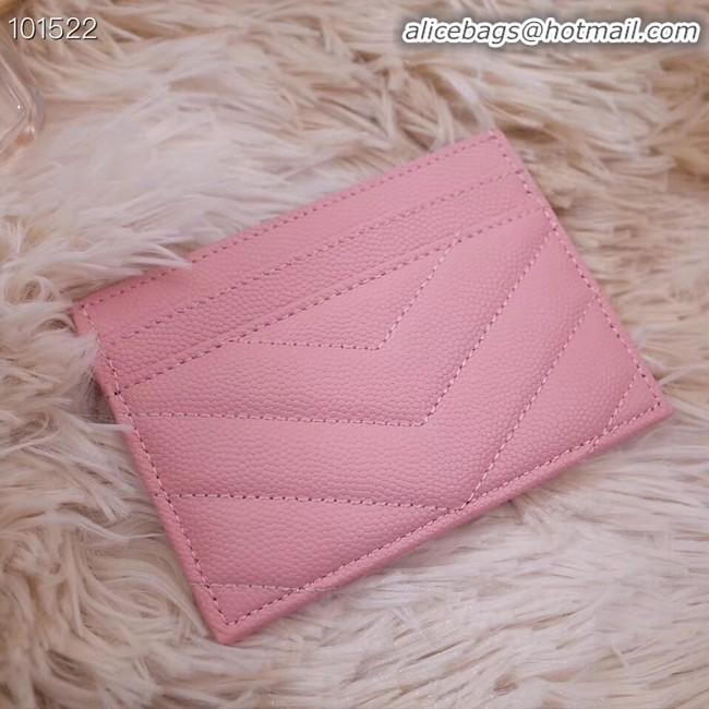 Low Price SAINT LAURENT Monogram leather card holder 88337 Rose Ballerine