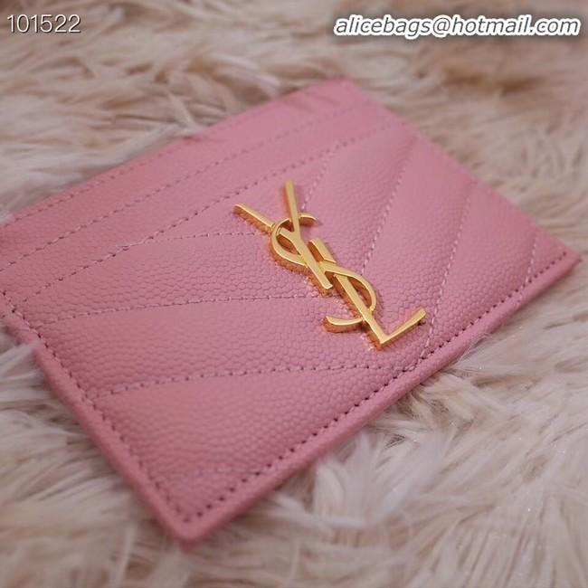 Low Price SAINT LAURENT Monogram leather card holder 88337 Rose Ballerine