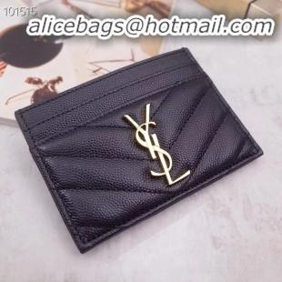 Cheapest SAINT LAURENT Monogram leather card holder 88337 Gold-Tone Metal Black