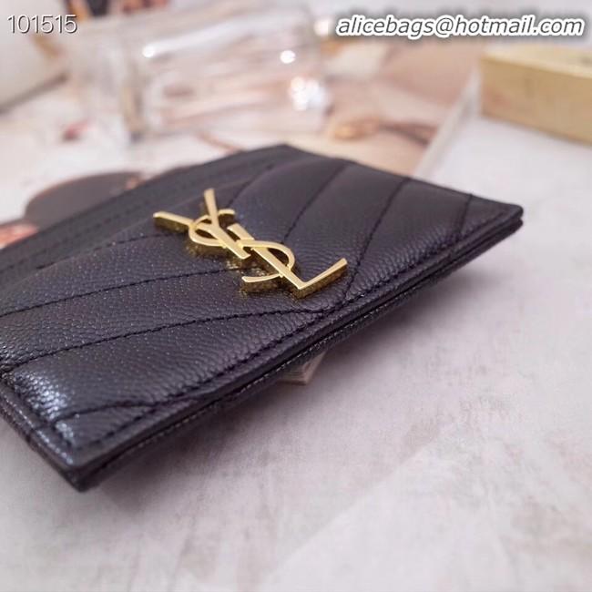 Cheapest SAINT LAURENT Monogram leather card holder 88337 Gold-Tone Metal Black