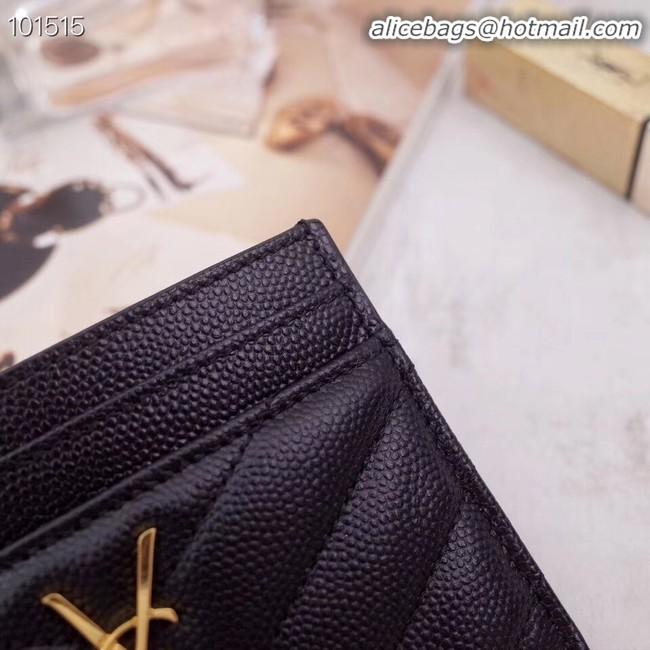 Cheapest SAINT LAURENT Monogram leather card holder 88337 Gold-Tone Metal Black