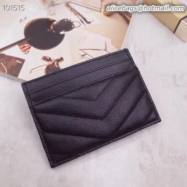 Cheapest SAINT LAURENT Monogram leather card holder 88337 Gold-Tone Metal Black