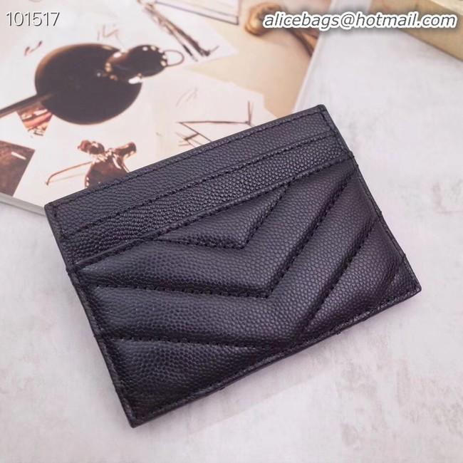 Fashion Discount SAINT LAURENT Monogram leather card holder 88337 black Silver-Tone Metal