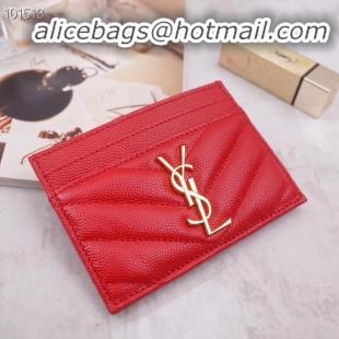 Top Design SAINT LAURENT Monogram leather card holder 88337 Gold-Tone Metal red